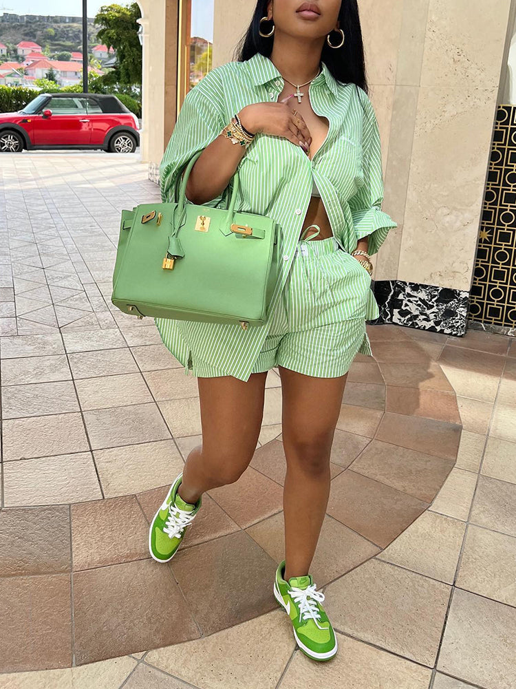 Striped Shorts Set Green / XL