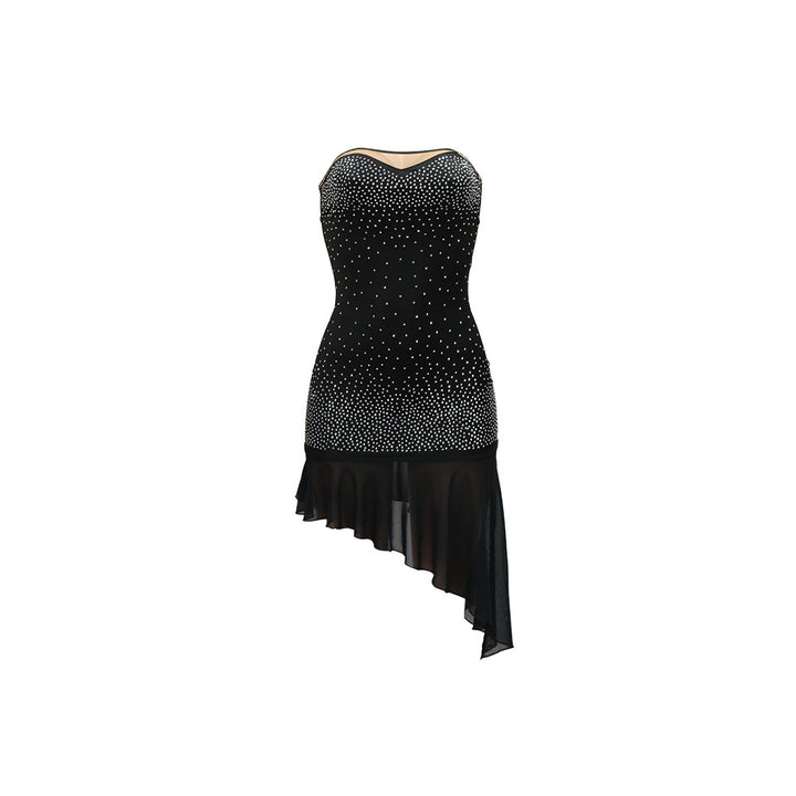 Mesh Patchwork Diamante Evening Gown