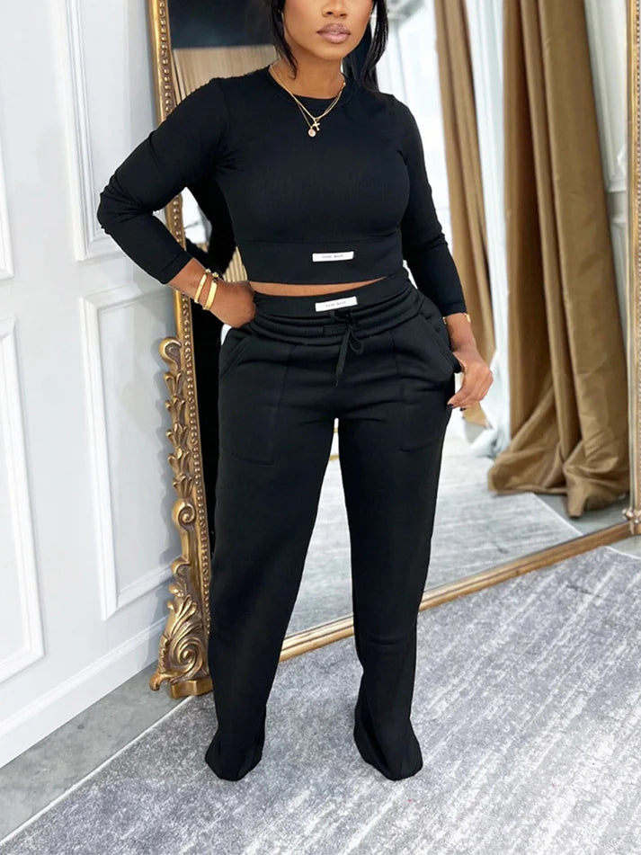 Cropped Top & Wide Joggers Set