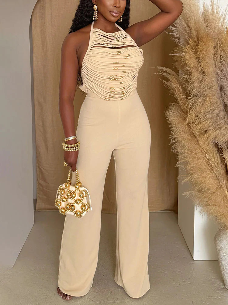 Halter Bead Jumpsuit