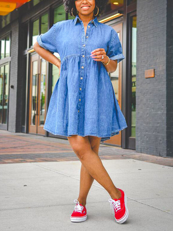 Denim Loose Fit Dress Blue / S