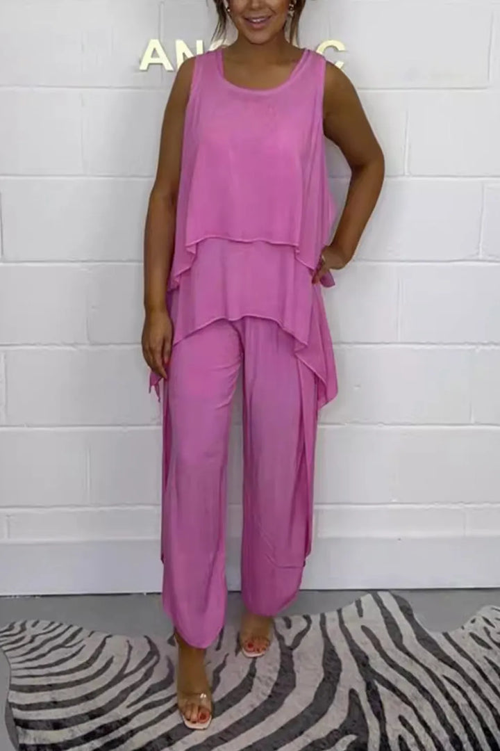 Solid Color Irregular Three piece Outfit
