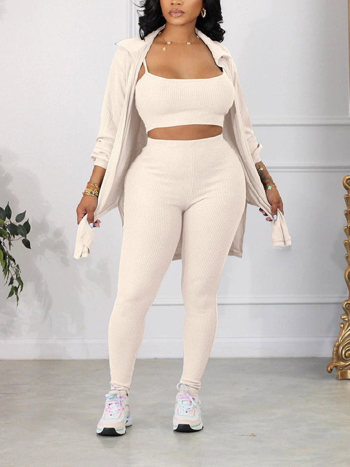 Ribbed Three-Piece Set Green / L