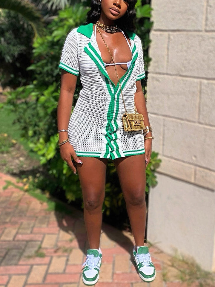 Crochet Mini Dress White / S