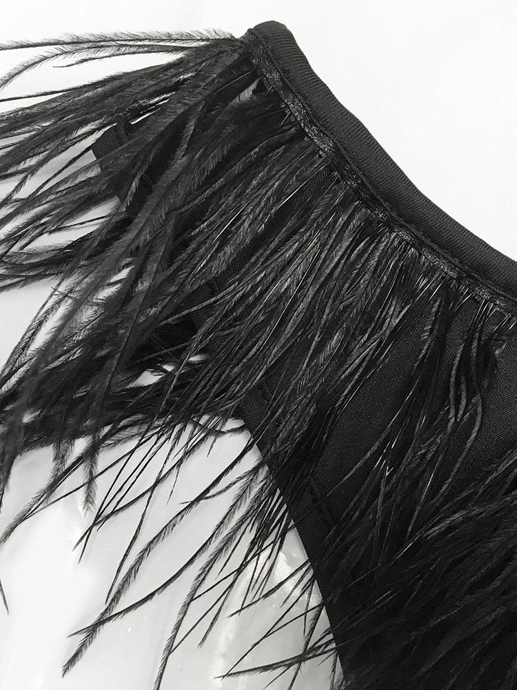 Feather Irregular Dress Black / L
