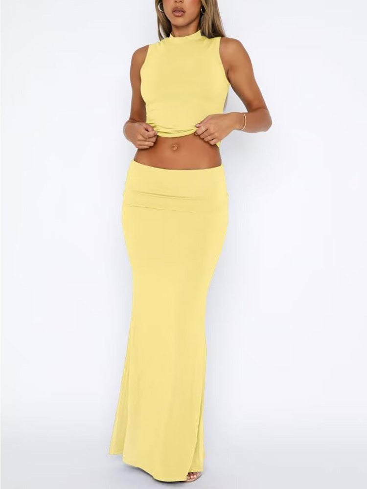 Pullover Top & Ruched Skirt Blue / M