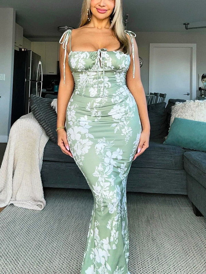 Floral Bustier Sundress Green / L