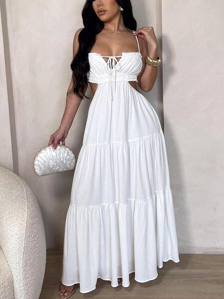 Ruffle Cutout Sundress White / XL
