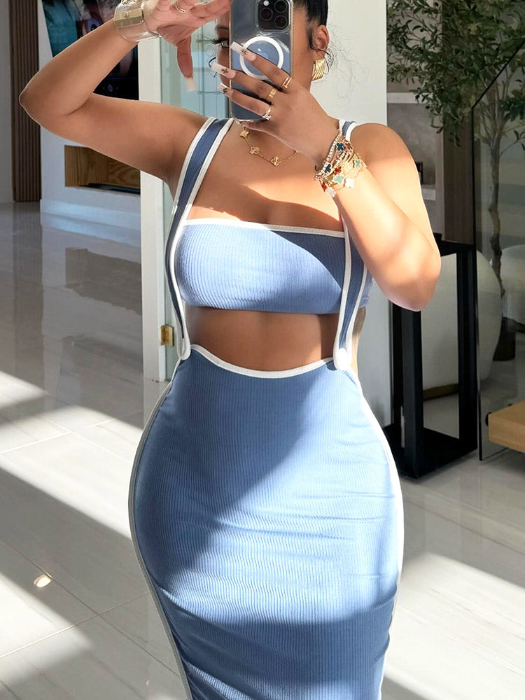 Tube Top Suspender Dress Set Apricot / 2XL