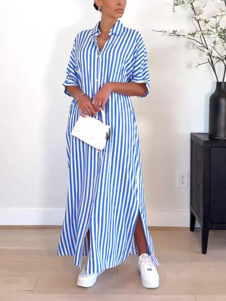Striped Shirt Dress Blue / XL