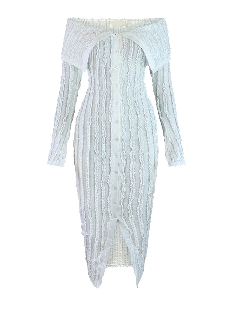 Off Shoulder Mesh Dress Rose / L