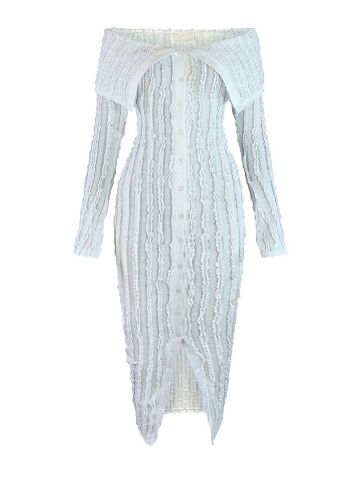 Off Shoulder Mesh Dress Rose / L