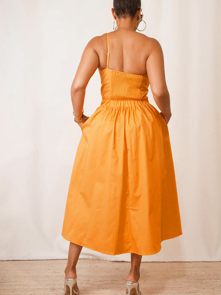 Knot Cutout Midi Dress Orange / L