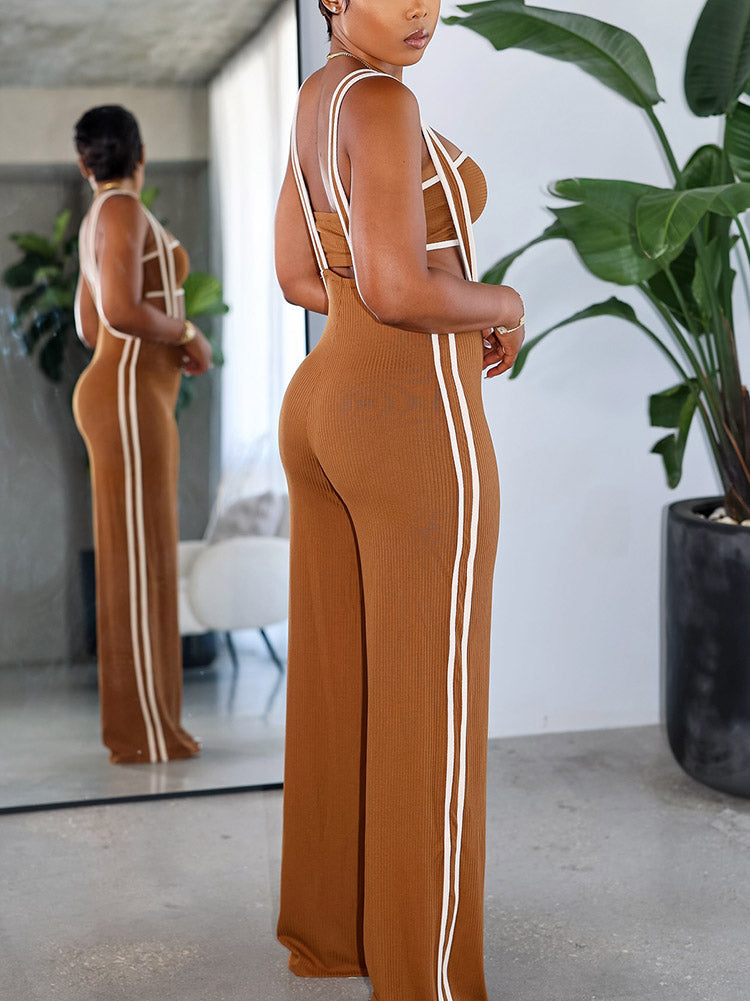 Tube Top Wide Leg Overall Set Olive Green / S