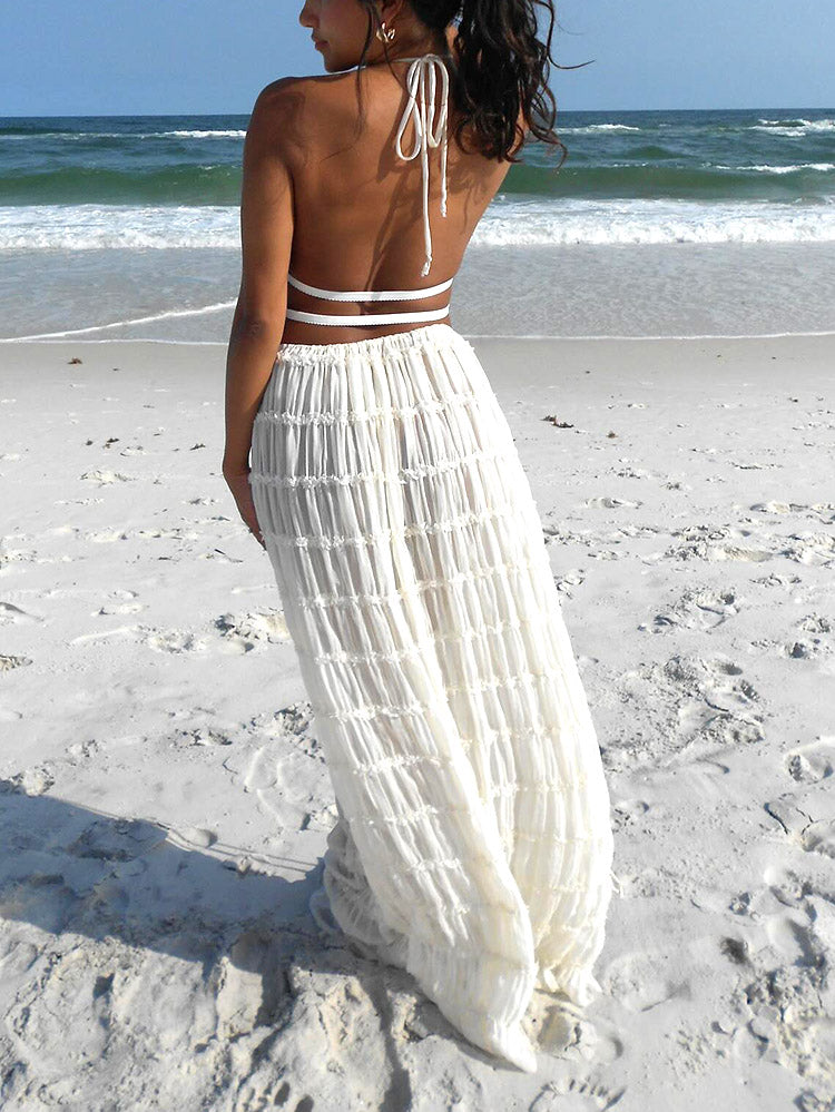 Chiffon Ruffle Skirt Set Black / XL