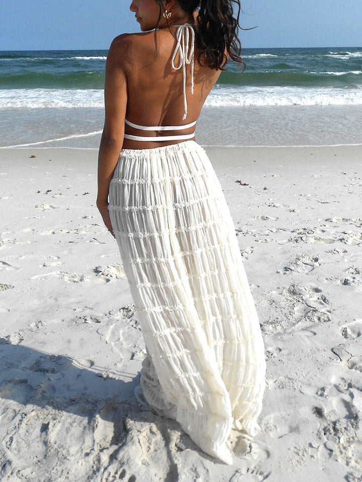 Chiffon Ruffle Skirt Set Black / XL