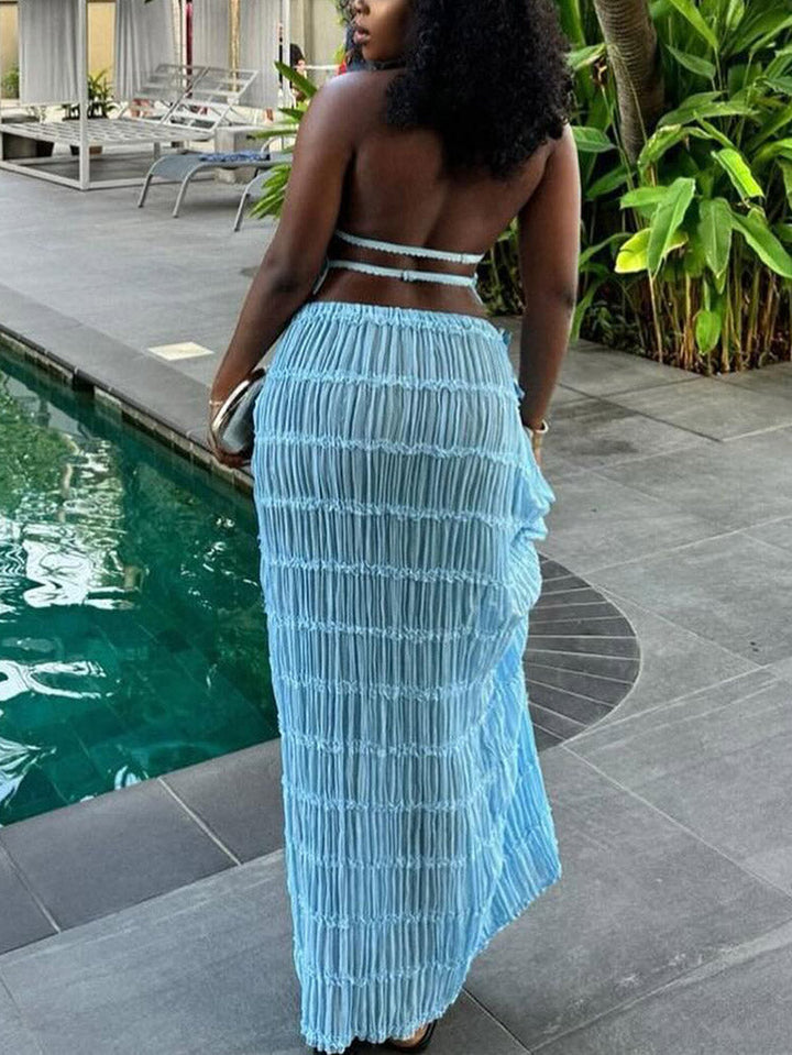 Chiffon Ruffle Skirt Set Yellow / M