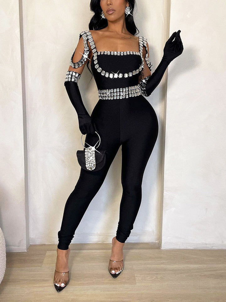 Gem Jumpsuit Matching Gloves Black / S