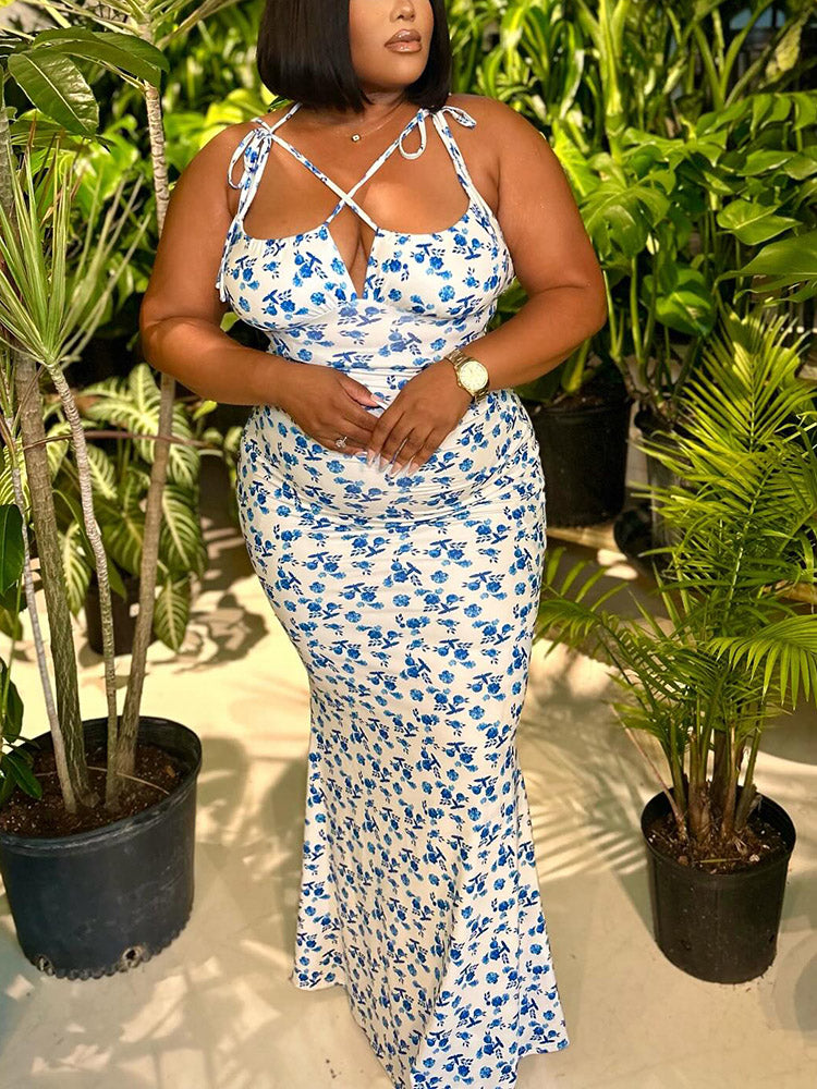Floral Bustier Sundress White / M