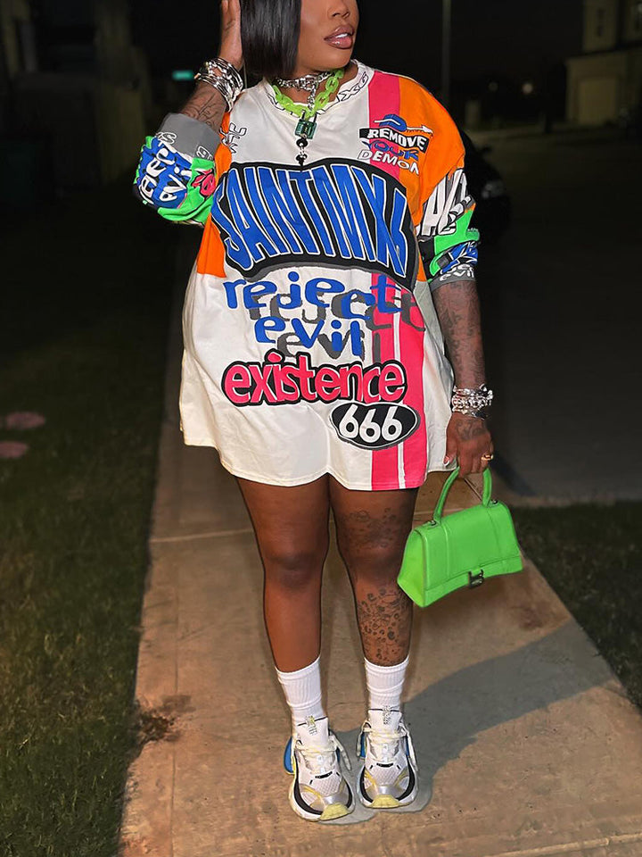 Oversized Long Sleeve Graphic Tee Black / XL