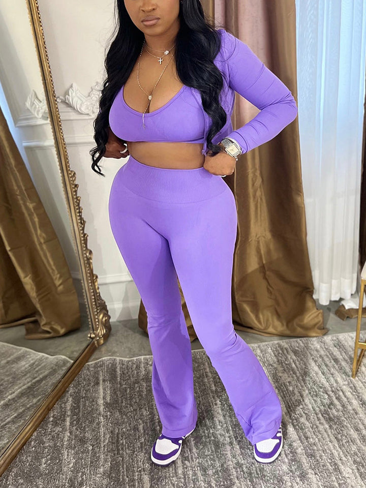 Vibrant 3 Piece Sweatsuits Purple / S