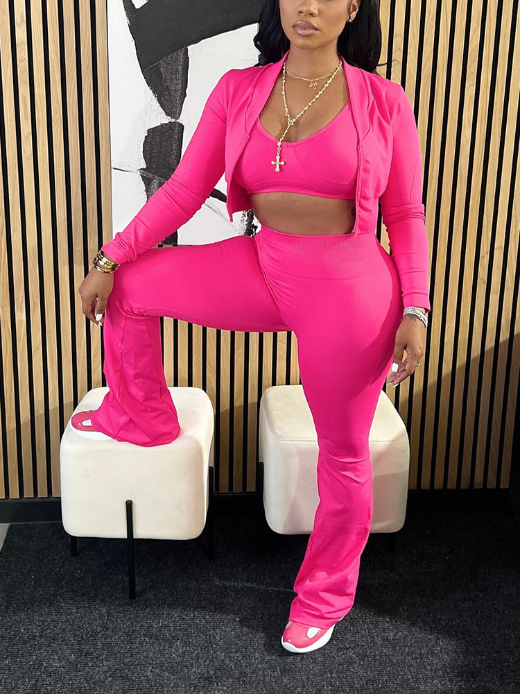 Vibrant 3 Piece Sweatsuits Black / 2XL