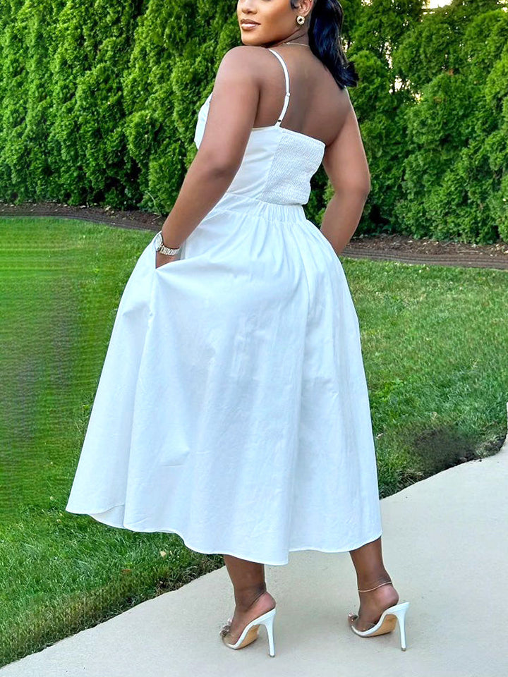 Knot Cutout Midi Dress White / M