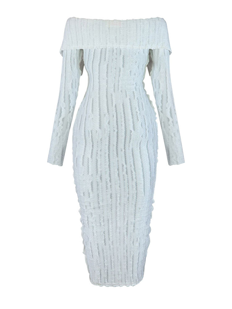 Off Shoulder Mesh Dress Rose / XL