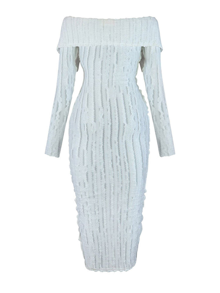 Off Shoulder Mesh Dress Rose / XL