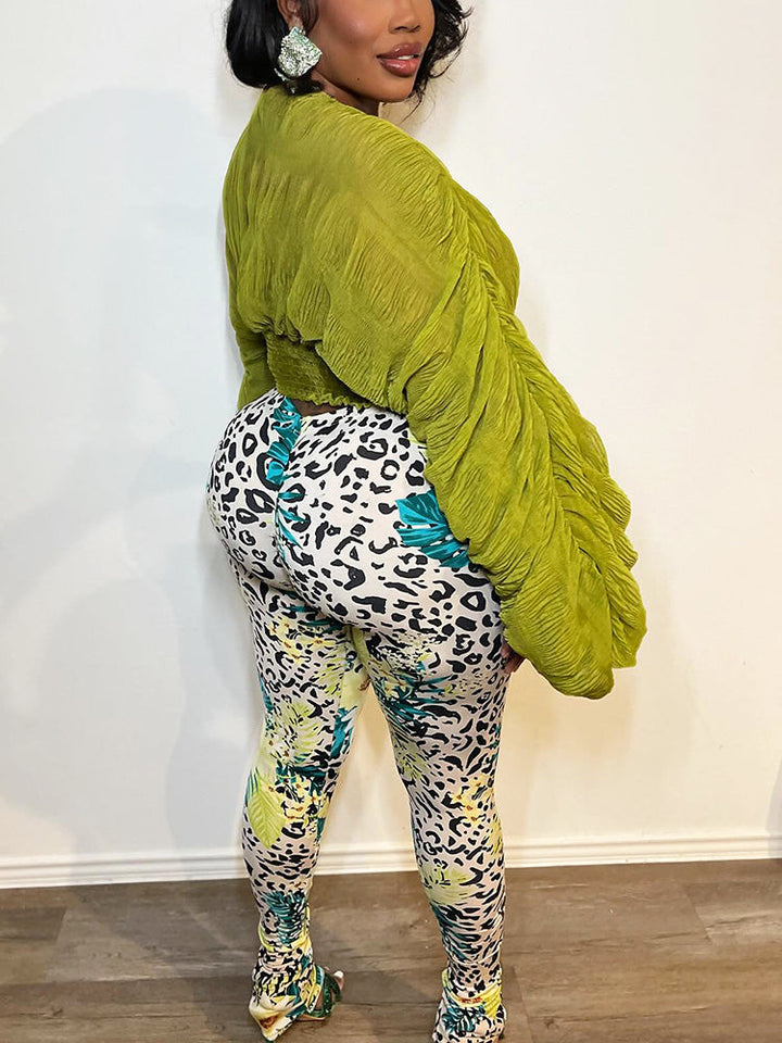 Balloon Sleeve Cropped Top Black / One size