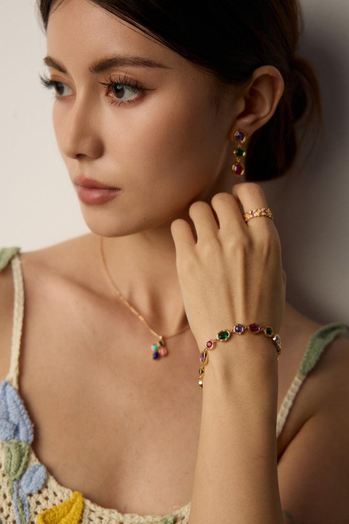 Colorful Zirconia Palace Collection Bracelet Earrings