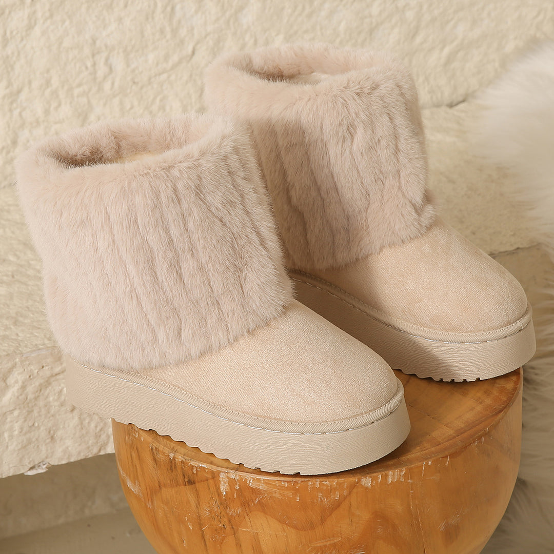 Women's Fleece-Lined Striped Decorative Snow Boots