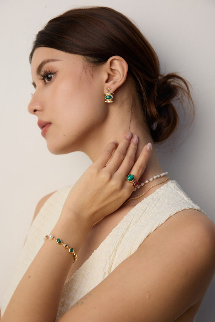 Vintage Natural Malachite Earrings
