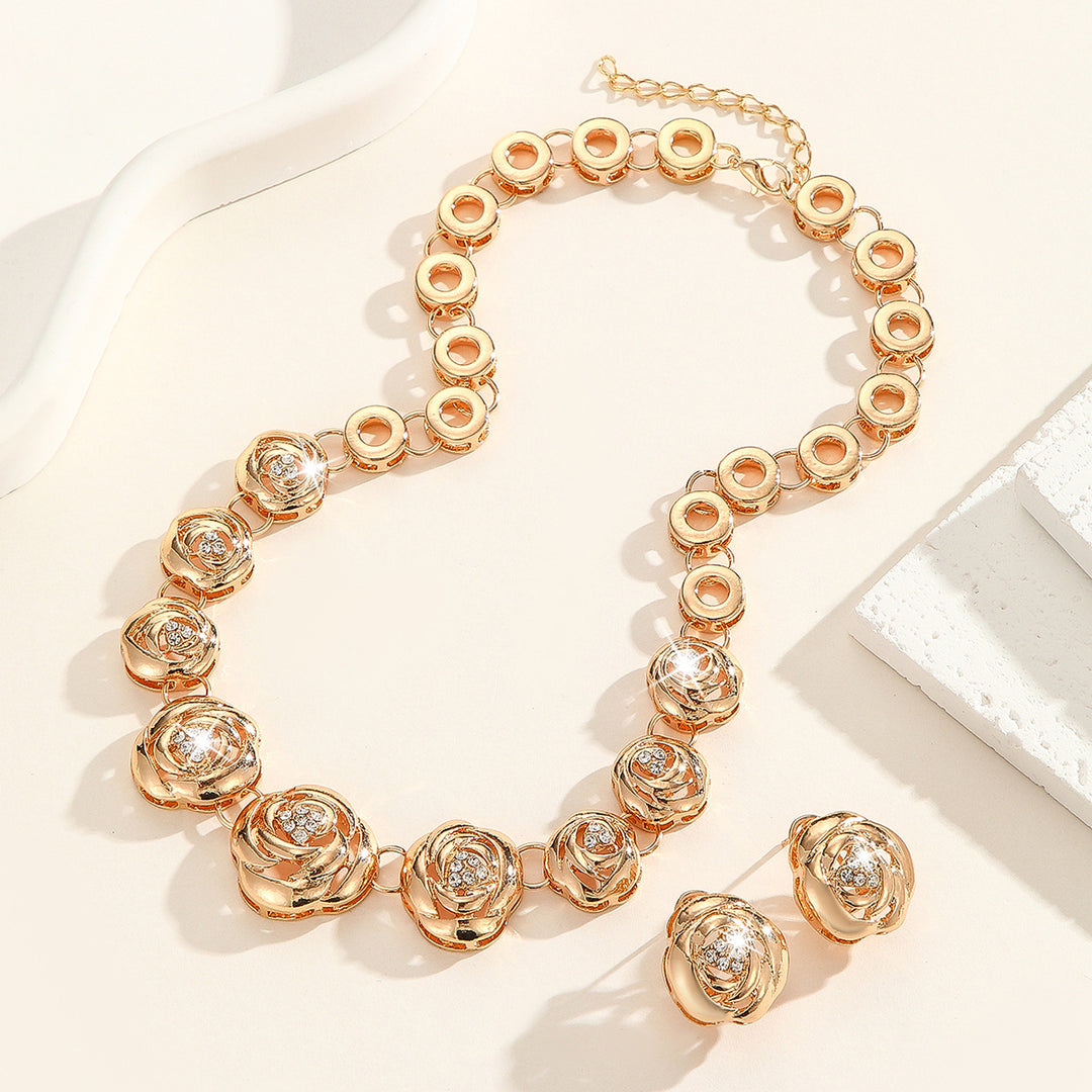 Crystal Rose Necklace and Earring Set
