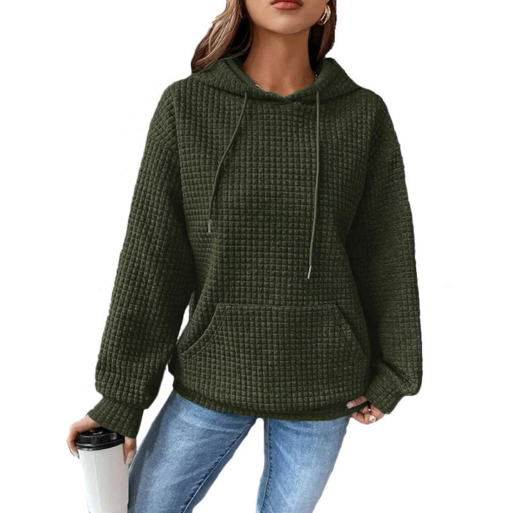 Waffle Neck Long Sleeve Sweatshirt