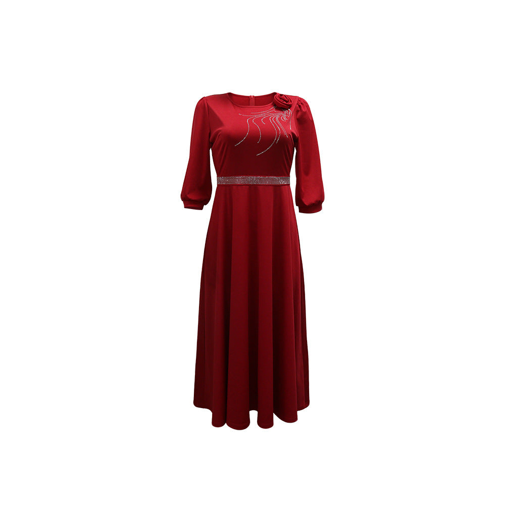 Elegant Round Neck Half Sleeve Dress
