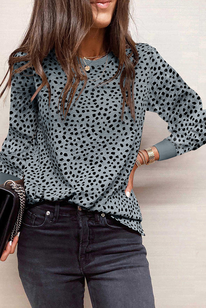 Printed Round Neck Loose Sweatshirt