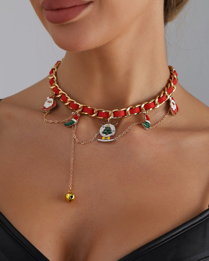 Christmas Ribbon Braided Fashion Party Necklace & Bracelet