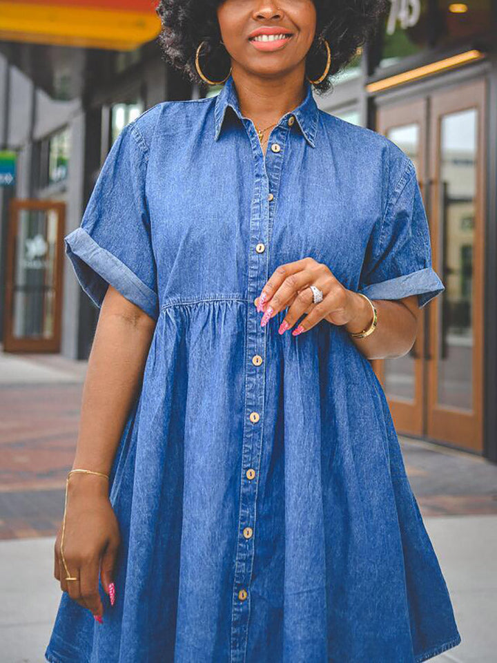 Denim Loose Fit Dress Blue / L