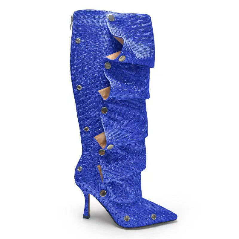Diamond Studded Fashion High Heeled Boots