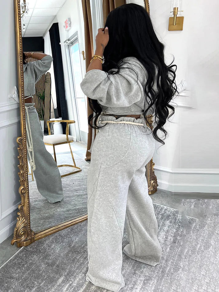 Rope Hoodie Jacket & Wide Jogger Set