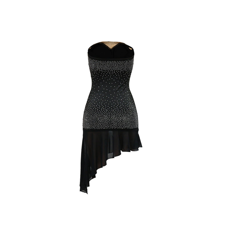 Mesh Patchwork Diamante Evening Gown