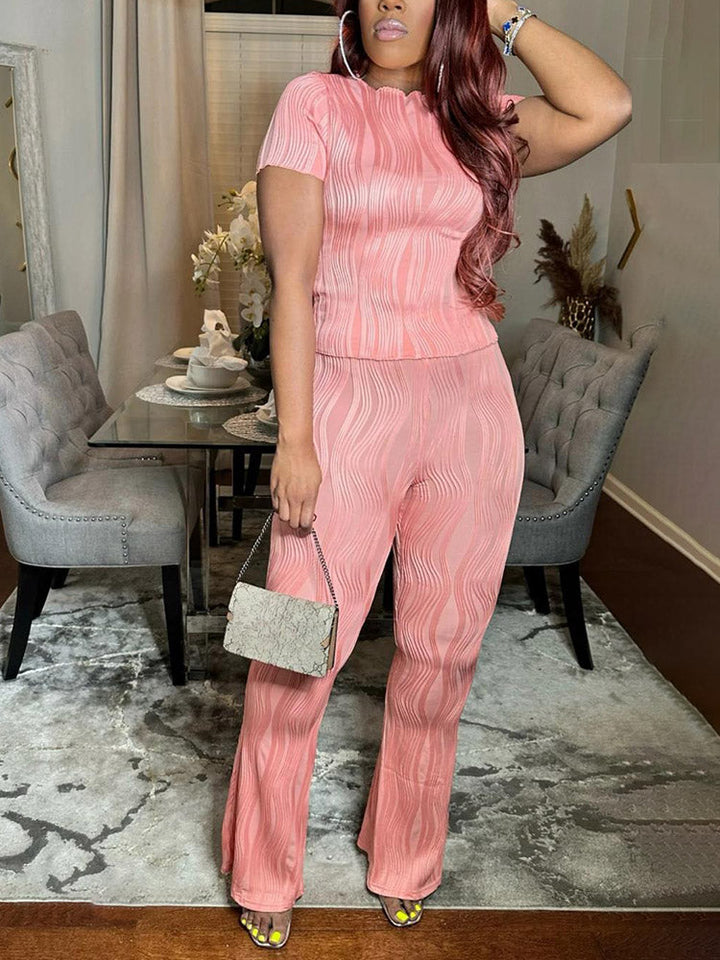 Solid Textured Sets Pink / L