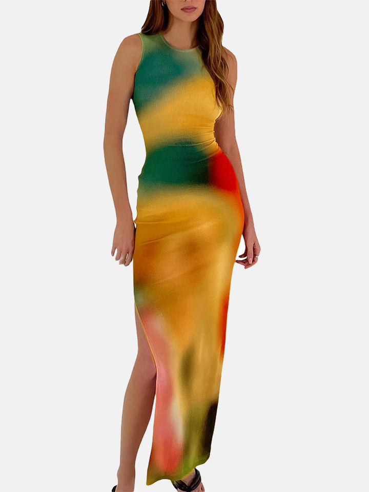 Tank Tie Dye Split Dress Navy / M