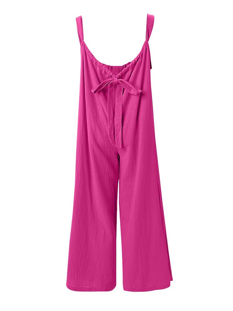 Sleeveless Wide Leg Overalls Green / L