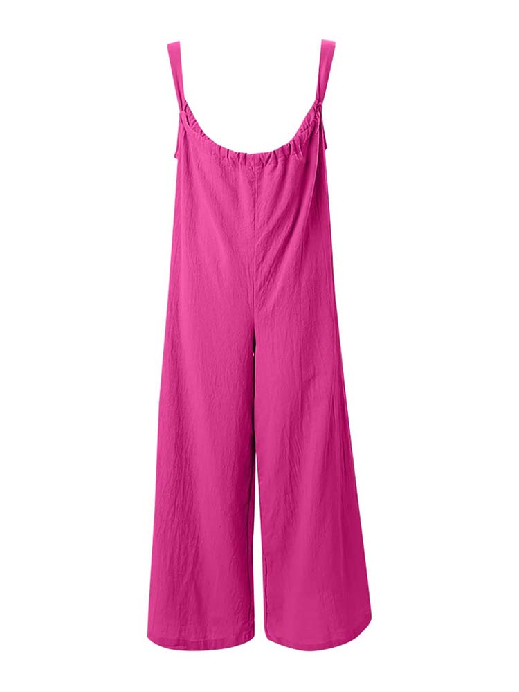 Sleeveless Wide Leg Overalls Green / M