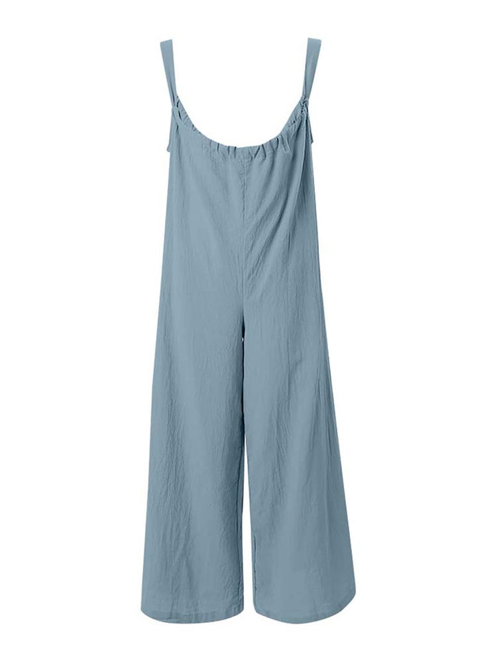 Sleeveless Wide Leg Overalls Blue / M