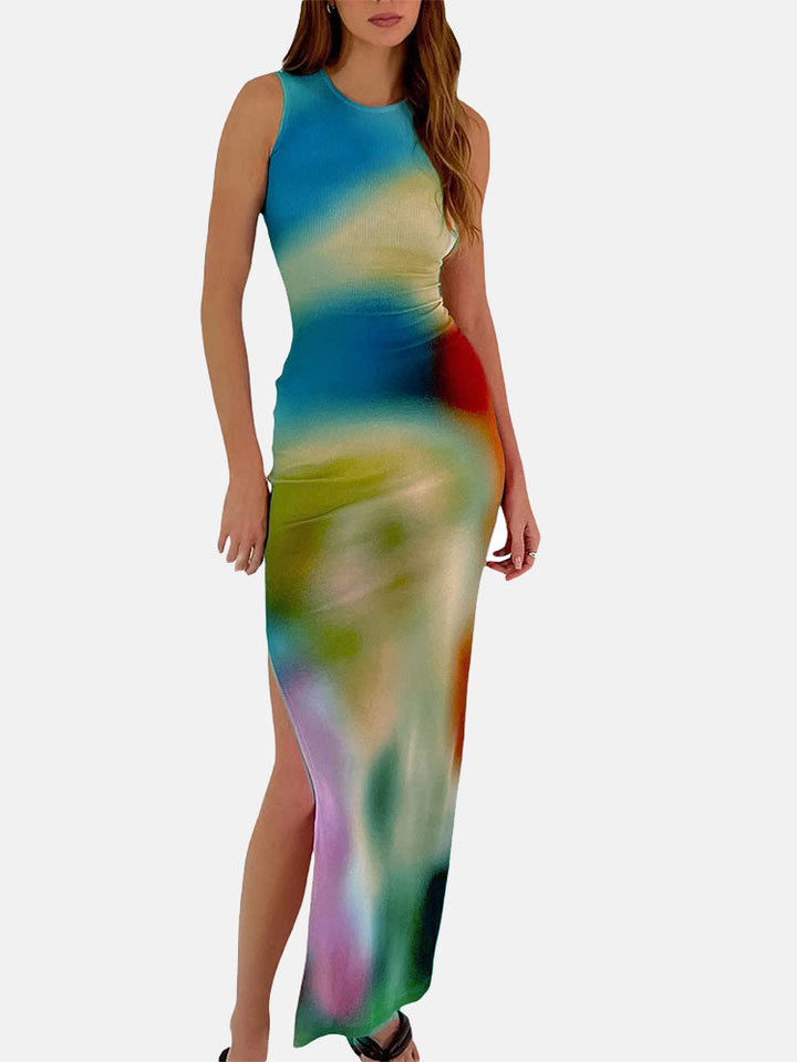 Tank Tie Dye Split Dress Navy / XL