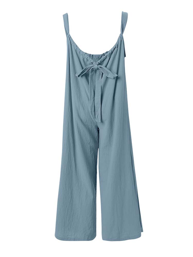 Sleeveless Wide Leg Overalls Blue / L