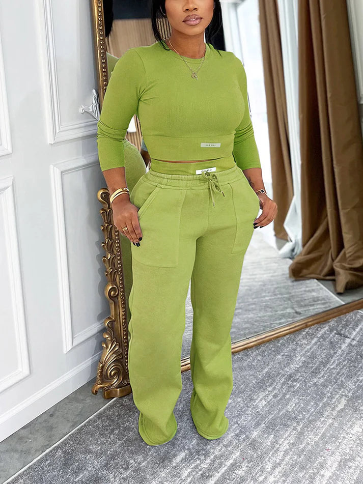 Cropped Top & Wide Joggers Set